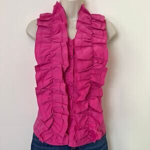 Vixen Y2K High Neck Sleeveless Blouse Top Regency Pink Medium
